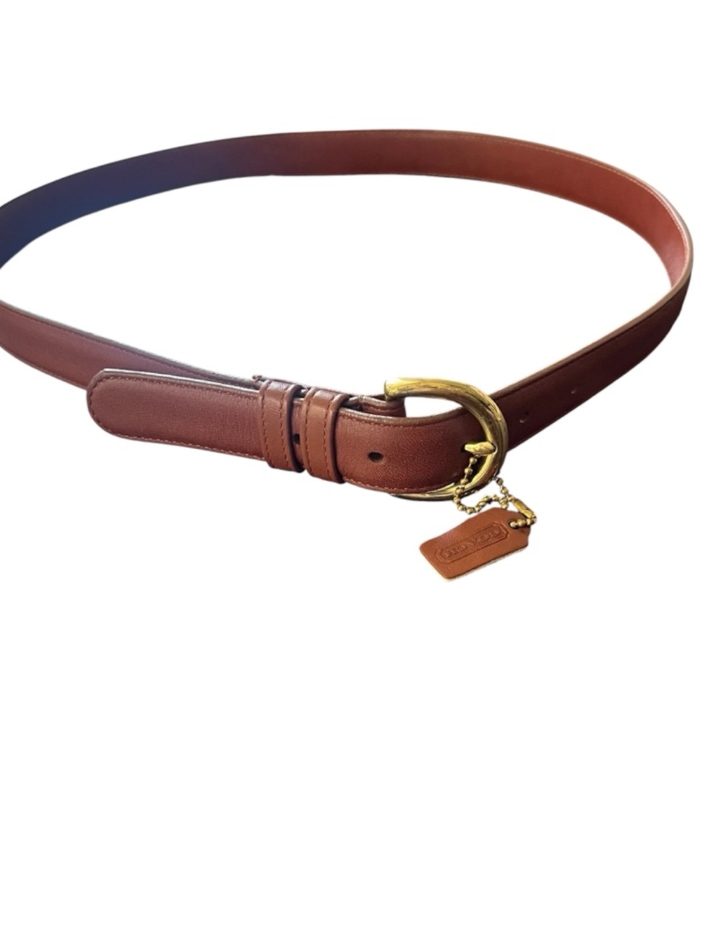 Coach Brown Leather Belt with Brass Hardware - Picture 3 of 8